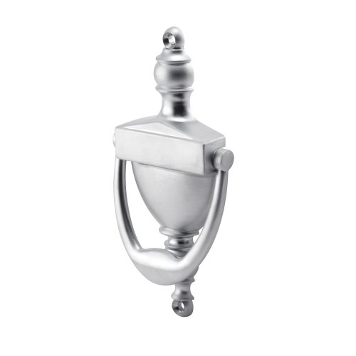 Deluxe Door Knocker, 5-13/16 in. Hole Center Spacing, Decast Construction, Satin Nickel Plated Finish, Pack of 1