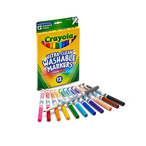 Book Cover Crayola Fine Line Markers, Washable Markers, 12 Count
