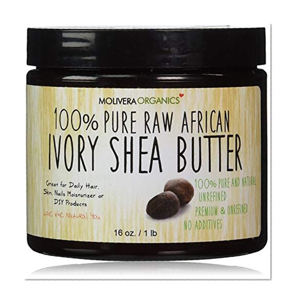Book Cover Molivera Organics Raw African Organic Grade A Ivory Shea Butter for Natural Skin Care, Hair Care - 16 oz.