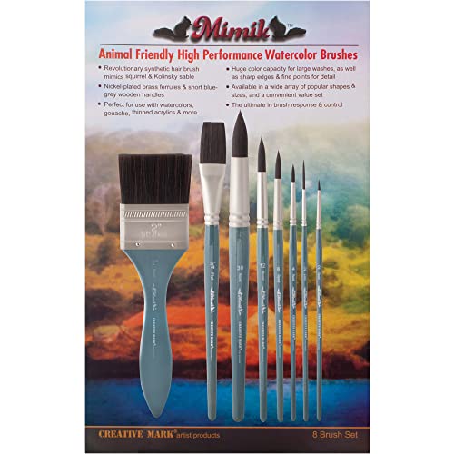 Book Cover Creative Mark Mimik Synthetic Squirrel Hair Watercolor Brushes - Animal-Friendly, Synthetic Hair Brushes for Painting & Crafts - Set Set of 8