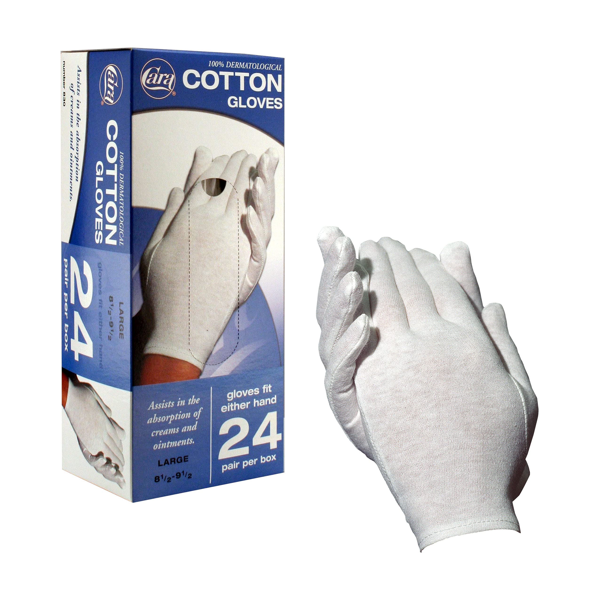 CARA Moisturizing Eczema Cotton Gloves, Large, 24 Pair Large (24 Pair)