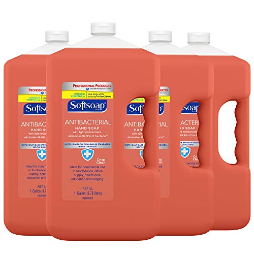 Softsoap Antibacterial Liquid Hand Soap Refill, Crisp Clean, Antiseptic Hand Soap, Moisturizing Hand Soap, 1 Gallon (Pack of 4) (201903)
