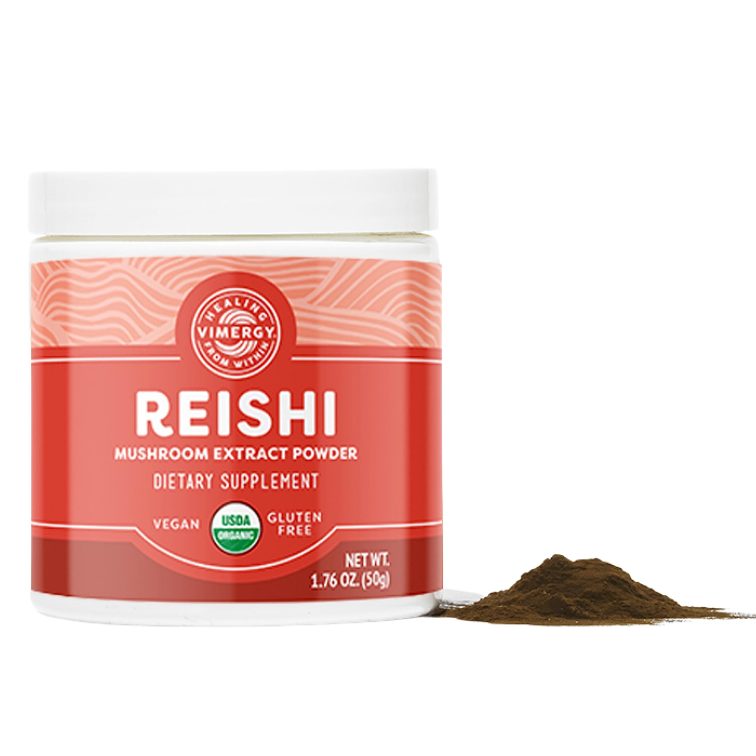 Book Cover Vimergy USDA Organic Reishi Mushroom Extract Powder, 33 Servings – Red Reishi Mushroom - Supports Healthy Immune System - Non-GMO, Kosher, Gluten-Free, Vegan, Paleo - 100% Pure with Zero Fillers (50g)
