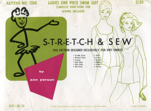 Stretch & Sew Pattern 1300 ~ Ladies' One Piece Swim Suit ~ Size 20-22