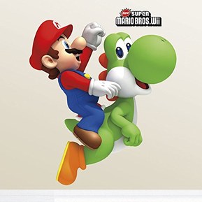 RoomMates RMK1918GM Ninetendo Super Mario Bros. Yoshi and Mario Peel and Stick Giant Wall Decals 23" x 32"