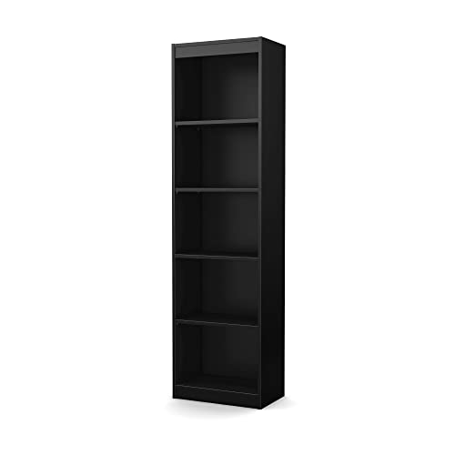 South Shore Axess Collection 5-Shelf Narrow Bookcase, Pure Black