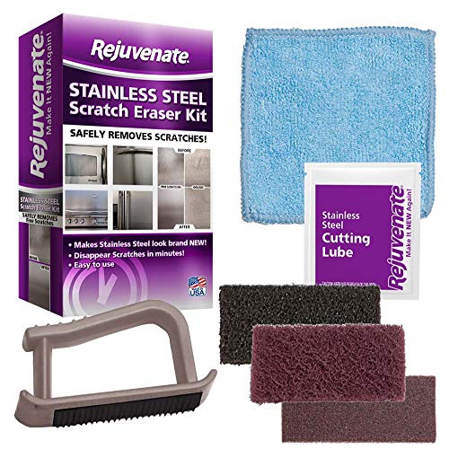 Book Cover Rejuvenate Stainless Steel Scratch Eraser Kit Safely Removes Scratches Gouges Rust Discolored Areas Makes Stainless Steel Look 6 Piece Kit