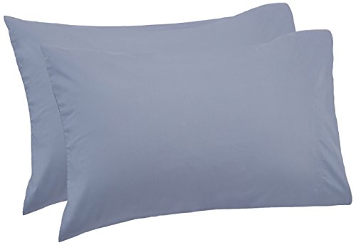 Book Cover Amazon Brand - Pinzon 500-Thread-Count Pima Cotton Sateen Pillow Cases - Set of 2, Standard, Flint Blue