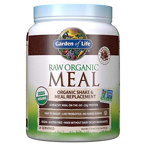 Book Cover Garden of Life Meal Replacement Powder, 14 Servings, Organic Raw Plant Based Protein Powder, Vegan, Gluten-Free - Packaging May Vary, Chocolate, 14 Servings (Pack of 1), 17.9 Ounce