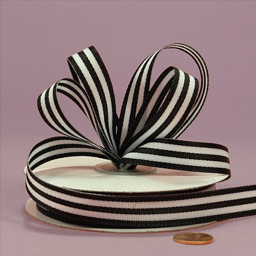 Black Jenna Striped Grosgrain Ribbon, 5/8" X 25Yd
