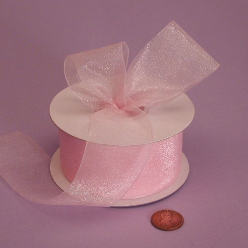 Light Pink Shimmer Sheer Organza Ribbon, 1-1/2" X 25Yd