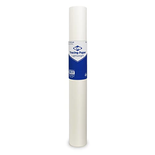 ALVIN 55W-I Lightweight Tracing Paper Roll, White, Suitable with Ink, Charcoal, Felt Tip Pen, for Sketching or Detailing - 18 Inches, 50 Yards, 1-inch Core