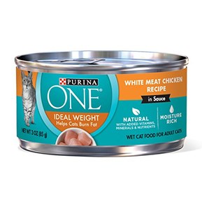 Purina ONE Natural Weight Control Wet Cat Food, Ideal Weight White Meat Chicken Recipe in Sauce - (24) 3 oz. Pull-Top Cans