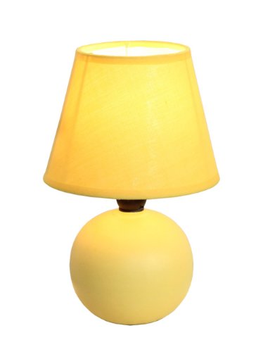 Simple Designs LT2008-YLW Mini Ceramic Globe Table Lamp with Matching Fabric Shade, Yellow