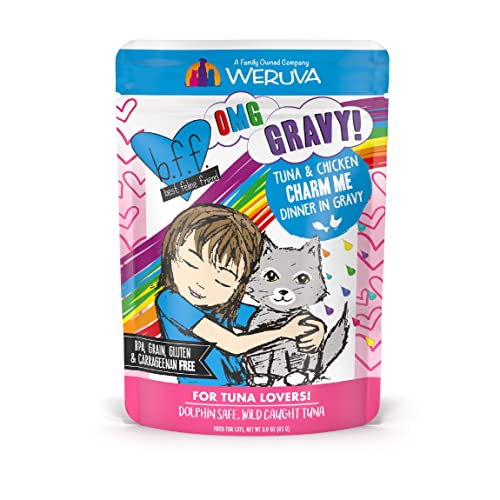 B.F.F. OMG - Best Feline Friend Oh My Gravy!, Tuna & Chicken Charm Me with Tuna & Chicken in Gravy Cat Food by Weruva, 3oz Pouch (Pack of 12)