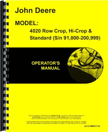 Book Cover John Deere 4020 Tractor Operators Manual (SN# 91000-200999) (Hi Gas, LP and Diesel)