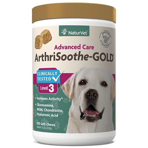 Book Cover NaturVet ArthriSoothe-Gold Level 3 Advanced Joint Care for Dogs – Soft Chew Dog Supplement with Glucosamine, MSM, Chondroitin & Hyaluronic Acid – Wheat-Free Pet Supplements – 180 Ct.