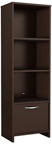 South Shore Narrow 3-Shelf Storage Bookcase with Door, Chocolate