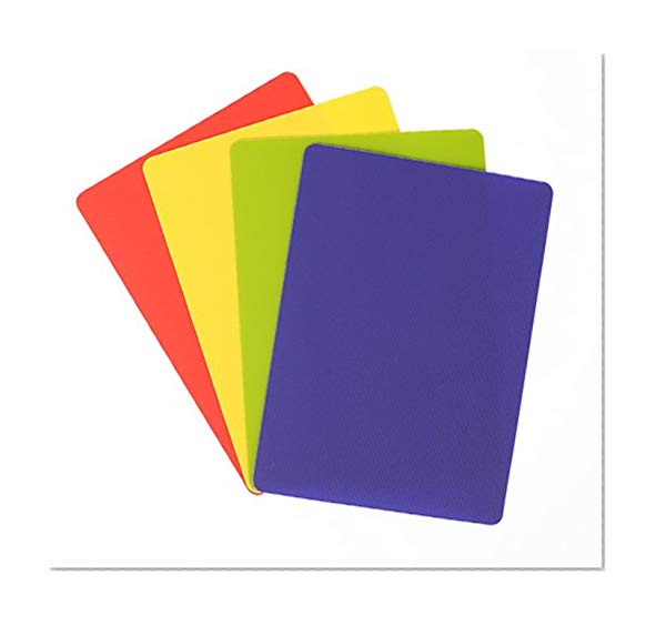 Dexas Heavy Duty Grippmat Flexible Cutting Board Set of Four, 8 by 11 inches, Blue, Green, Yellow, Red