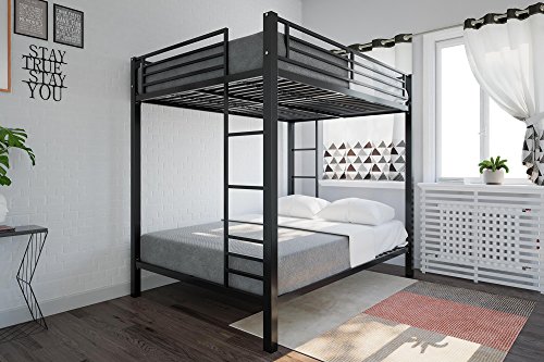 Book Cover DHP Full over Full Bunk Bed for Kids, Metal Frame with Ladder (Black)