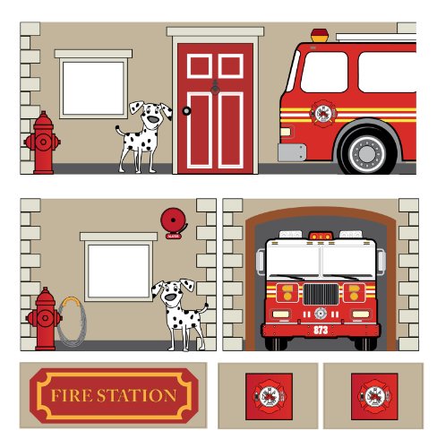 DHP Fire Department Design Curtain Set for Junior Loft Bed, Kids Furniture, Blue