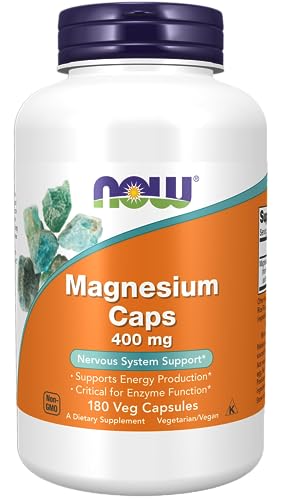 Book Cover NOW Supplements, Magnesium 400 mg, Enzyme Function*, Nervous System Support*, 180 Veg Capsules