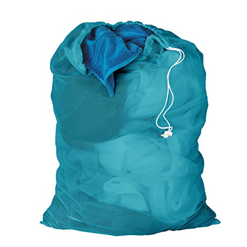 Book Cover Honey-Can-Do LBG-02811 Mesh Laundry Bag with Drawstring, Ocean Blue, 25-inches L x 36-Inches H