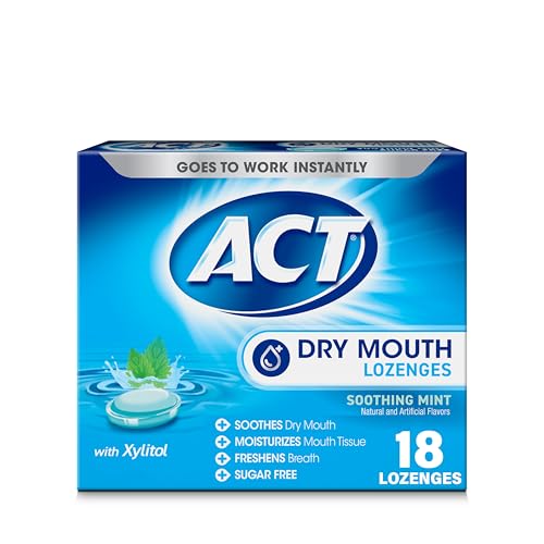 ACT Total Care, Dry Mouth Lozenges, 18 Count (Pack of 6), Soothing Mint Flavored Lozenges with Xylitol Help Moisturize Mouth Tissue to Sooth and Relieve Discomfort from Dry Mouth, Freshens Breath