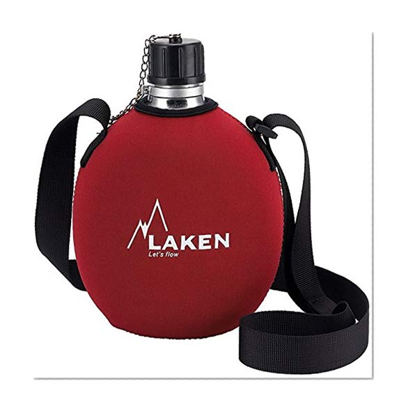 Laken Clasica Aluminum Canteen Water Bottle with Neoprene Cover, 34 Oz, Red 121