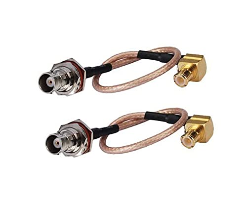 DHT Electronics RF coaxial coax cable assembly BNC female to MCX male right angle 6'' Pack of 2