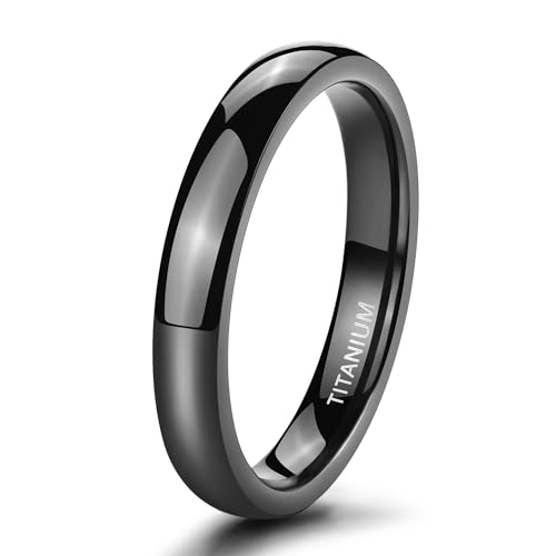 TIGRADE Black Titanium Ring 2mm 4mm 6mm 8mm Dome High Polished Wedding Band Size 3-14.5