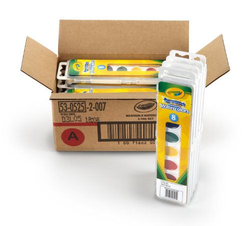Crayola 8 Pan Set Washable Watercolors,12 Pack, Kids Indoor Activities at Home
