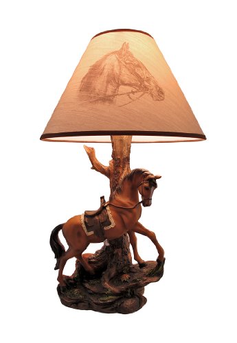 `Light Fantastik` Saddled Horse Table Lamp With Printed Fabric Shade