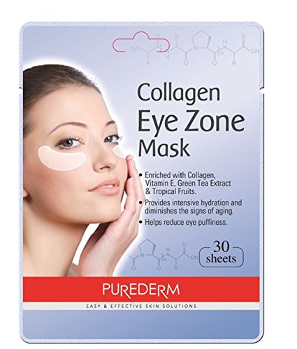 Book Cover Deluxe Collagen Eye Mask Collagen Pads For Women By Purederm 2 Pack Of 30 Sheets/Natural Eye Patches With Anti-aging and Wrinkle Care Properties/Help Reduce Dark Circles and Puffiness
