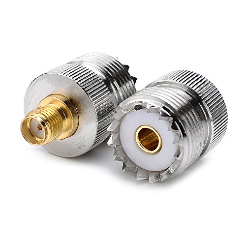 DHT Electronics Lot de 2 adaptateurs coaxiaux RF SMA Femelle vers UHF Femelle SO-239 SO239