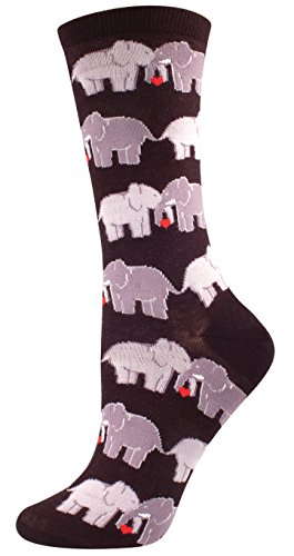 Socksmith Women's Socks Elephant Love Crew Black 1pair, Sock size 9-11