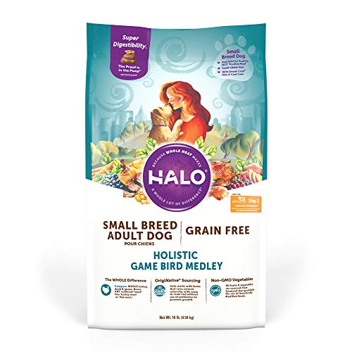 Halo Holistic Small Breed Dog Food Grain Free Game Bird Medley, Dry Dog Food Bag, Small Breed Formula, 10-lb Bag