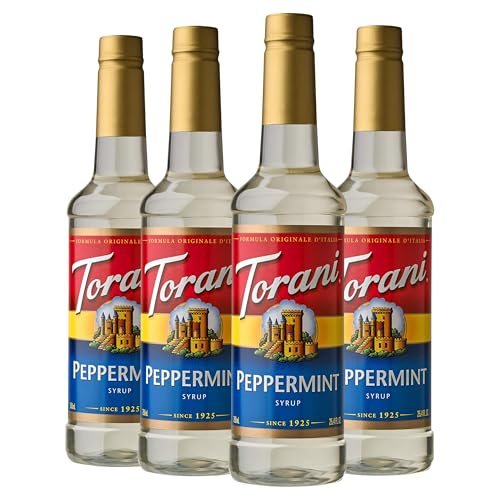 Torani Peppermint Flavour Syrup, PET (Plastic) Bottle, 750ml, 4 Count