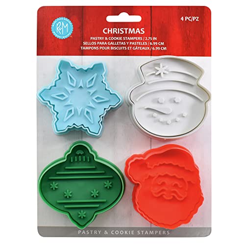 R&M International 0 Christmas 2.75" Pastry/Cookie/Fondant Stampers, 4-Piece Set