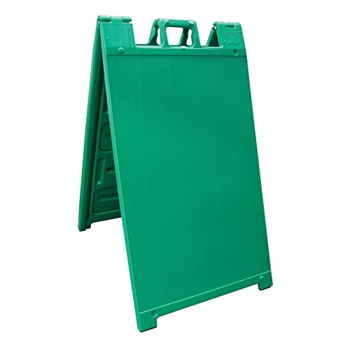 Plasticade Signicade Portable A-Frame Folding Sidewalk Double Sided Sign Stand, Green