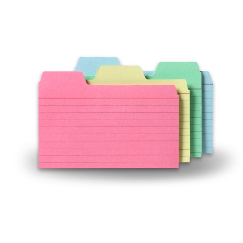 Book Cover Find-It Tabbed Index Cards, 3 x 5 Inches, Assorted Colors, 48-Pack (FT07216)