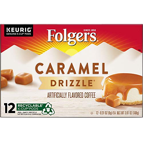 Book Cover Folgers Caramel Drizzle Flavored Coffee, K-Cup Pods for Keurig K-Cup Brewers, 12-Count (Pack of 6), Packaging May Vary