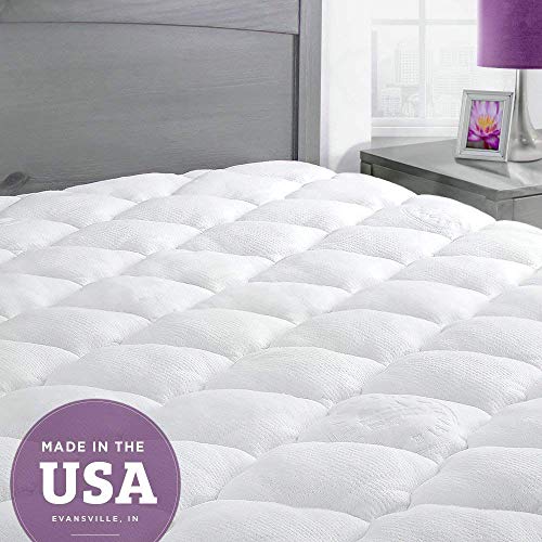 Book Cover ExceptionalSheets Bamboo Mattress Pad with Fitted Skirt - Extra Plush Rayon from Bamboo Cooling Topper - Hypoallergenic - Made in The USA, Twin Size