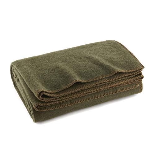 Book Cover Ever Ready First Aid Olive Drab Green Warm Wool Fire Retardent Blanket, 66