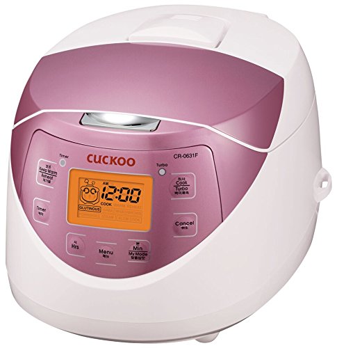 Cuckoo CR-0631F 6-cup Multifunctional Micom Rice Cooker & Warmer â€“ 9 built-in programs, White/GABA, Mixed/Brown, Porridge, Steam, Slow-Cook, and My Mode [16 flavors and textures], White/Pink