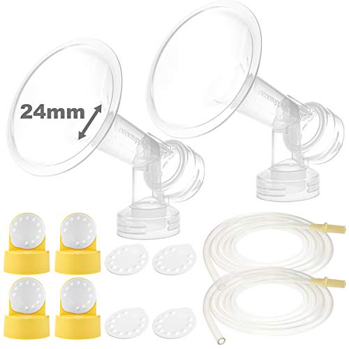Book Cover Nenesupply Pump Parts Compatible with Medela Pump In Style Breastpump 2 Medium 24mm Breastshield 4 Valve 8 Membrane 2 Tubing Replacement Kit for Medela Pump Parts Replace Medela Flange