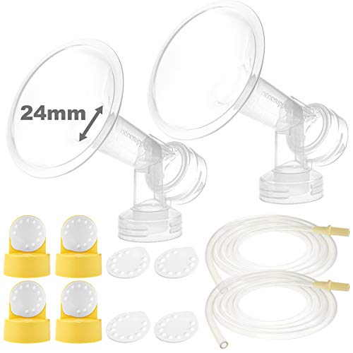 Nenesupply Pump Parts Compatible with Medela Pump In Style Breastpump 2 Medium 24mm Breastshield 4 Valve 8 Membrane 2 Tubing Replacement Kit for Medela Pump Parts Replace Medela Flange