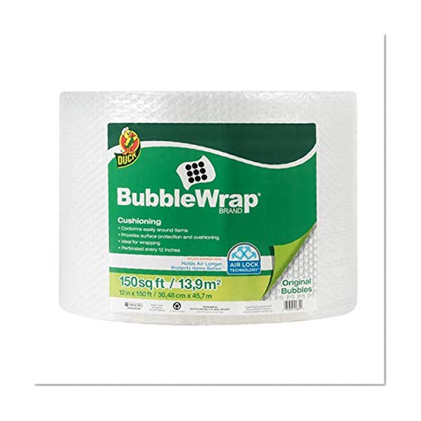 Duck Brand Bubble Wrap Roll, 3/16" Original Bubble Cushioning, 12" x 150', Perforated Every 12" (284054)