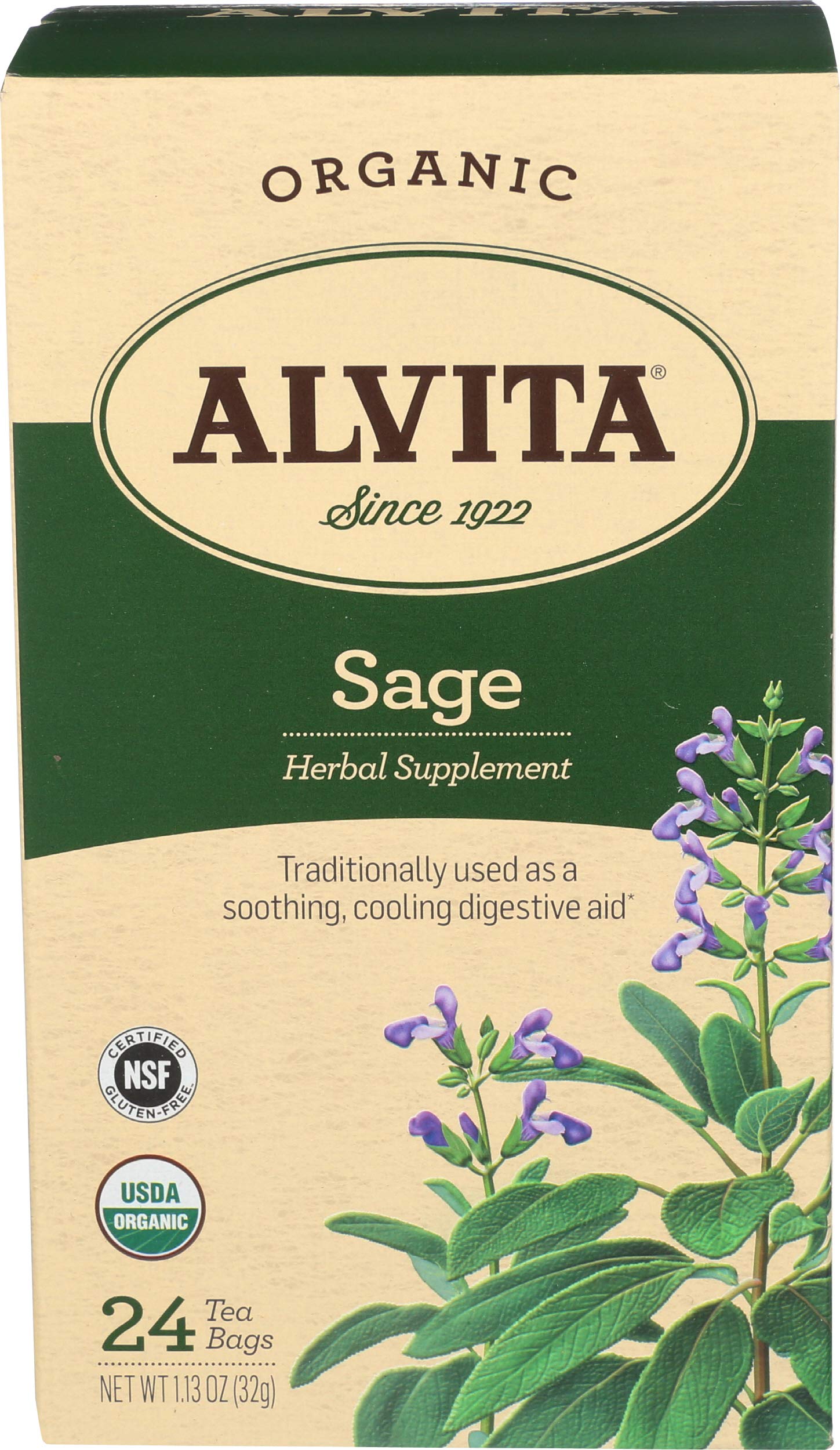 Book Cover Alvita Sage Leaf Tea Organic 24 Bags 24 Count (Pack of 1)