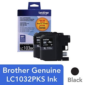 Brother Genuine High Yield Black Ink Cartridges, LC1032PKS, Replacement Black Ink, Includes 2 Cartridges of Black Ink, Page Yield Up To 600 Pages/Cartridge, LC1032PKS